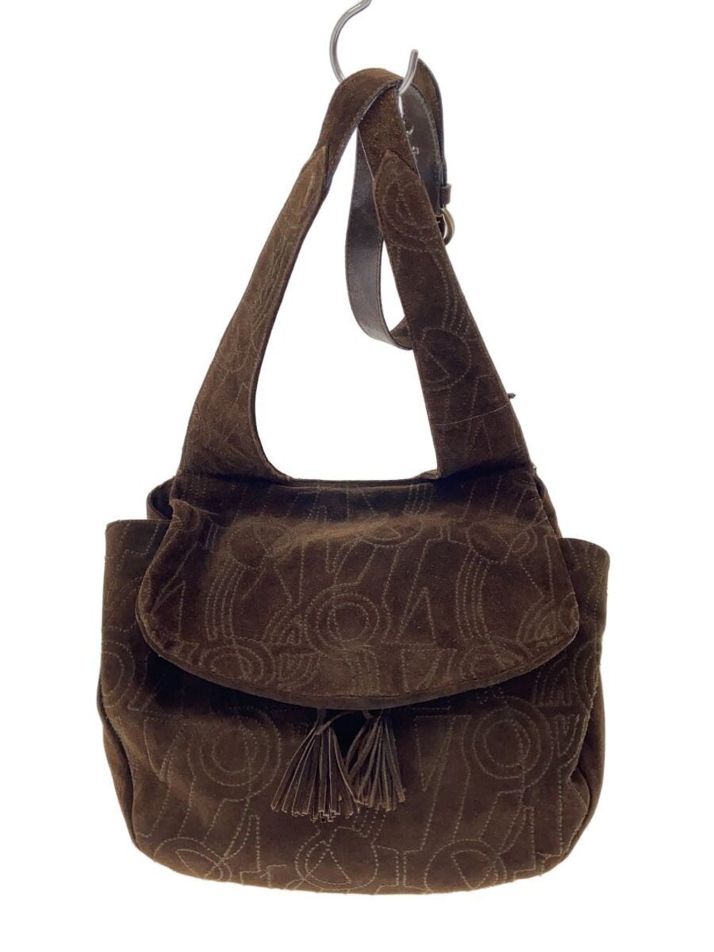 Salvatore Ferragamo Shoulder Bag Suede Brown All over